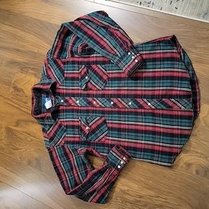 Wrangler Pearl Snap Flannel, Size Mediun, Vintage EUC